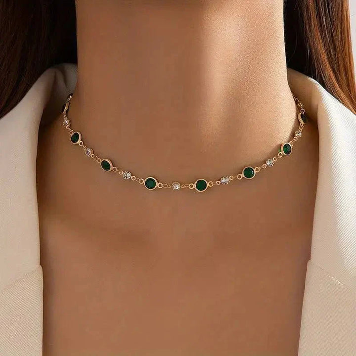 Stornfield | Emerald and Diamond Spaced Choker Necklace