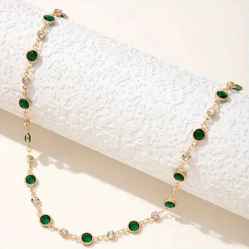 Stornfield | Emerald and Diamond Spaced Choker Necklace