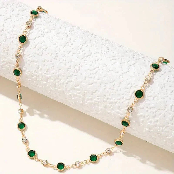 Stornfield | Emerald and Diamond Spaced Choker Necklace