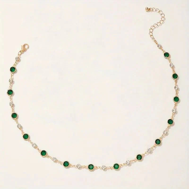 Stornfield | Emerald and Diamond Spaced Choker Necklace