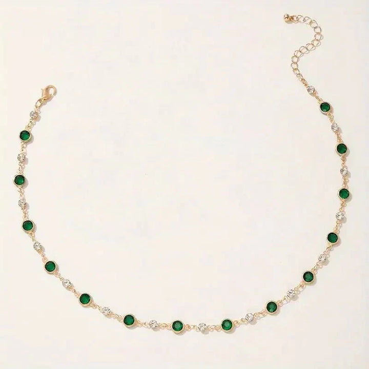 Stornfield | Emerald and Diamond Spaced Choker Necklace