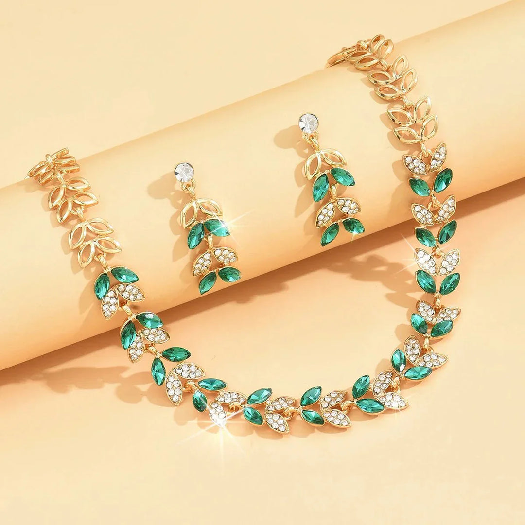 Stornfield | Emerald Leaf Diamond Necklace and Earring Set