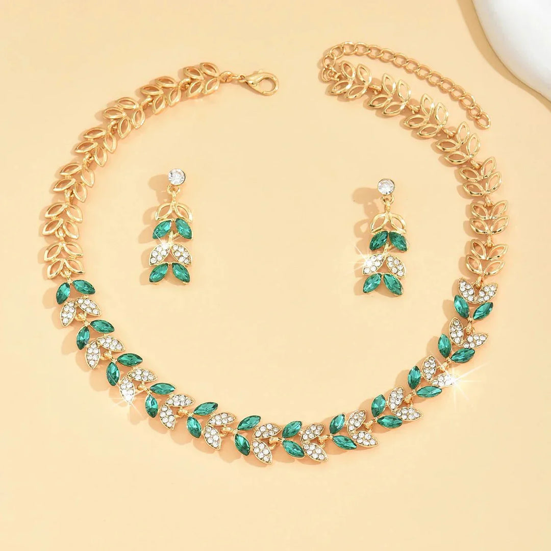 Stornfield | Emerald Leaf Diamond Necklace and Earring Set