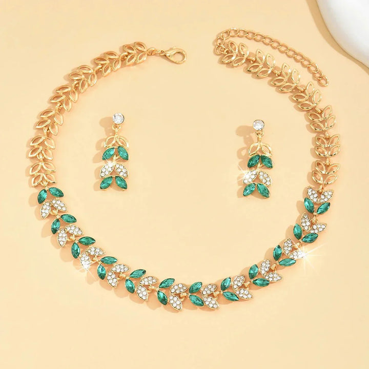 Stornfield | Emerald Leaf Diamond Necklace and Earring Set