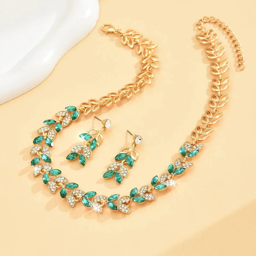 Stornfield | Emerald Leaf Diamond Necklace and Earring Set