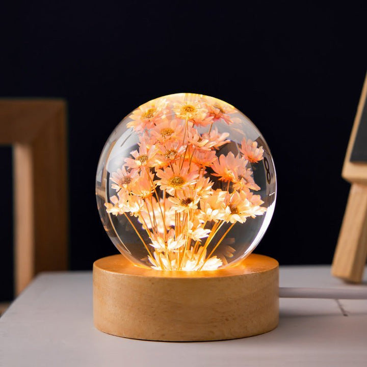 Crystal Ball Lamp with Eternal Flowers – Lumora | Stornfield