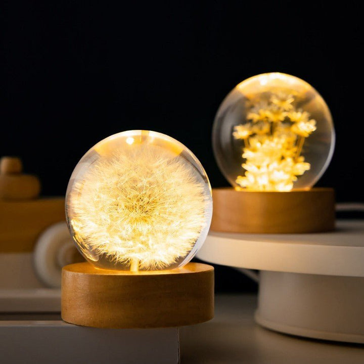 Crystal Ball Lamp with Eternal Flowers – Lumora | Stornfield