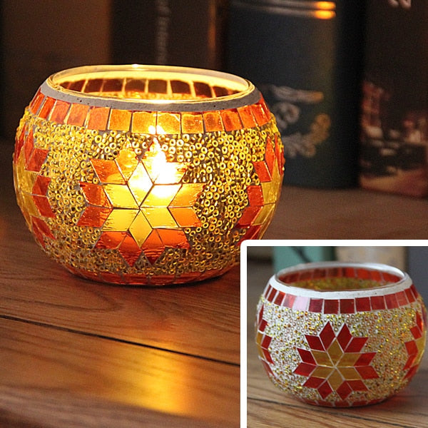 European Mosaic Candlestick Wall Candle Holder Ornament Matching Tealight | Stornfield