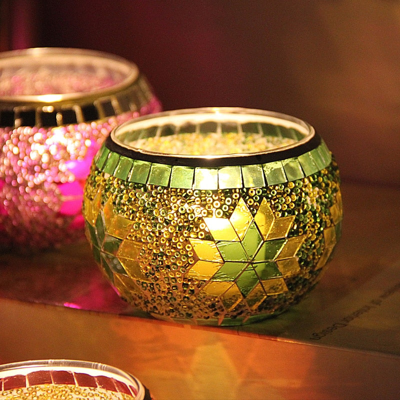 European Mosaic Candlestick Wall Candle Holder Ornament Matching Tealight | Stornfield