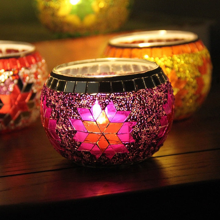 European Mosaic Candlestick Wall Candle Holder Ornament Matching Tealight | Stornfield