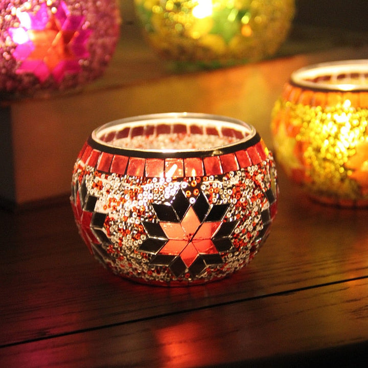 European Mosaic Candlestick Wall Candle Holder Ornament Matching Tealight | Stornfield