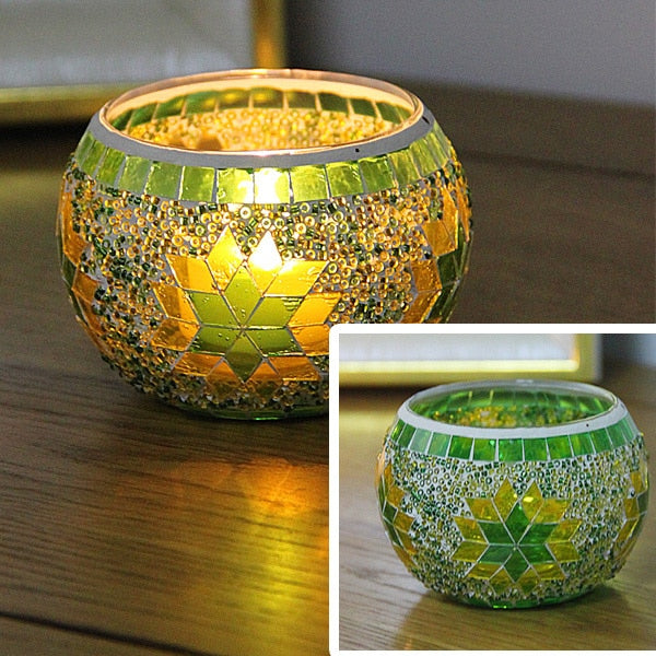 European Mosaic Candlestick Wall Candle Holder Ornament Matching Tealight | Stornfield
