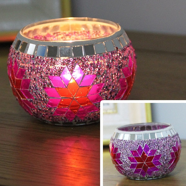 European Mosaic Candlestick Wall Candle Holder Ornament Matching Tealight | Stornfield