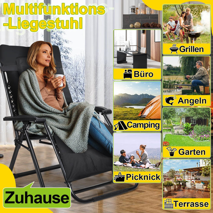 Sun Lounger Folding Deck Chair up to 200kg | Stornfield