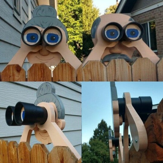 Stornfield | Fence Decoration Nosy Old Man and Lady Garden Yard Art
