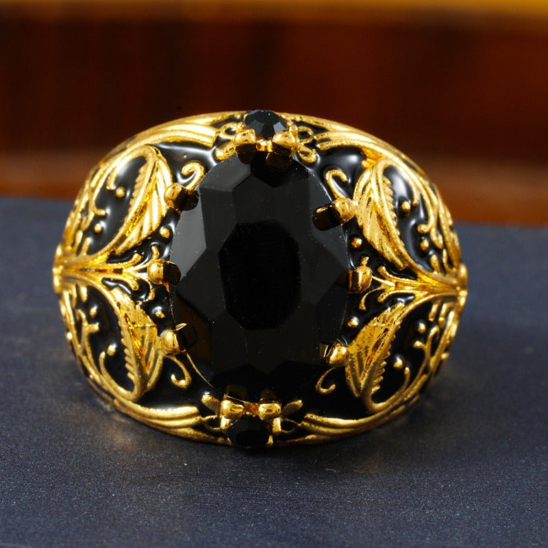 Engraved Men's Black Stone Ring Stornfield