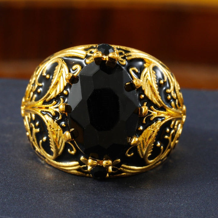 Engraved Men's Black Stone Ring Stornfield
