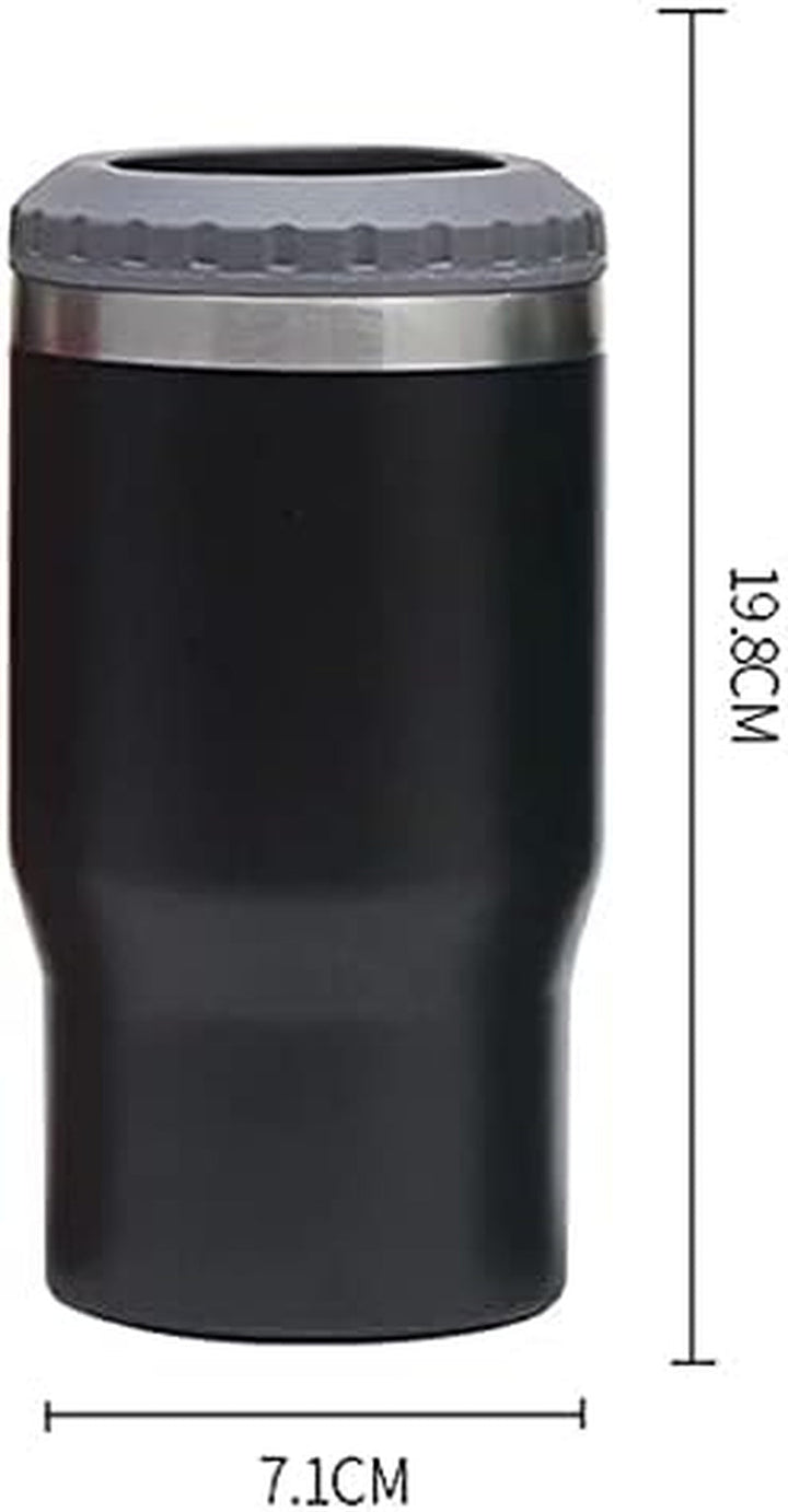 Stornfield | 4-in-1 Stainless Steel Can/Bottle Thermos, 14 Oz Dual-Purpose Lid, Insulated SUS Can Cooler, Beer Bottle Holder (Black)