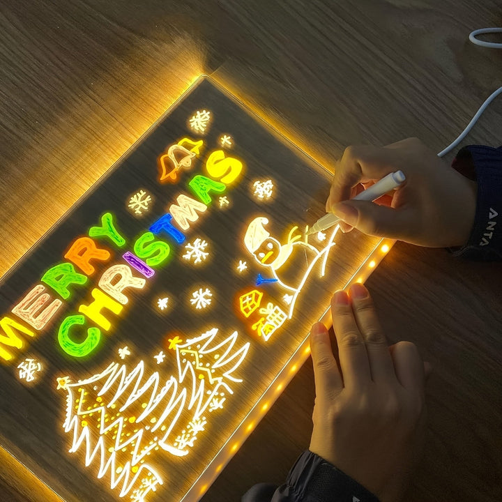 Stornfield | USB LED Noteboard with 12 Color Pens - Light Up Message Board for Office & Home