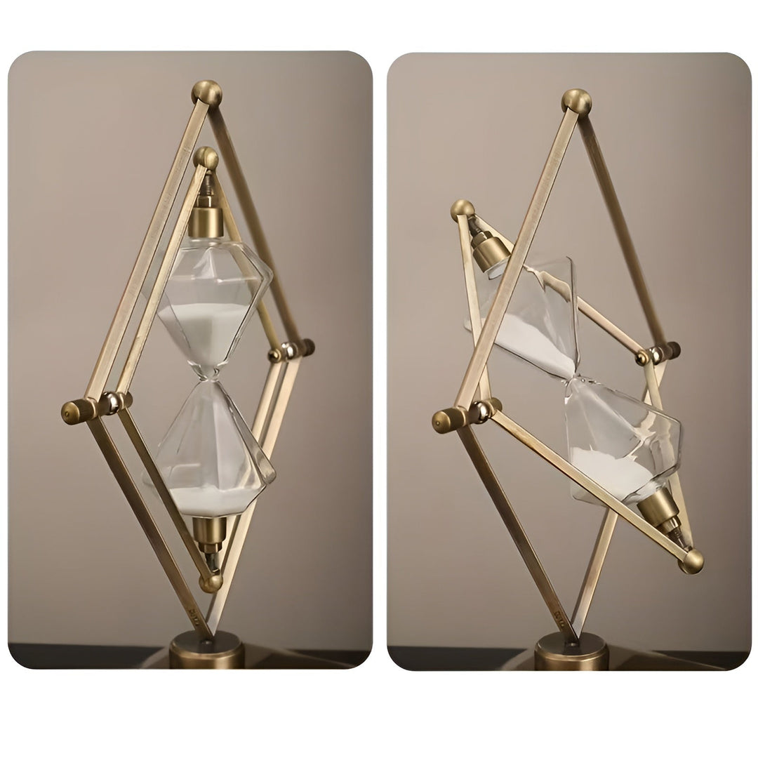 Hourglass with geometric metal frame – Decorative and relaxing | With white sand as meditation timer | Stornfield