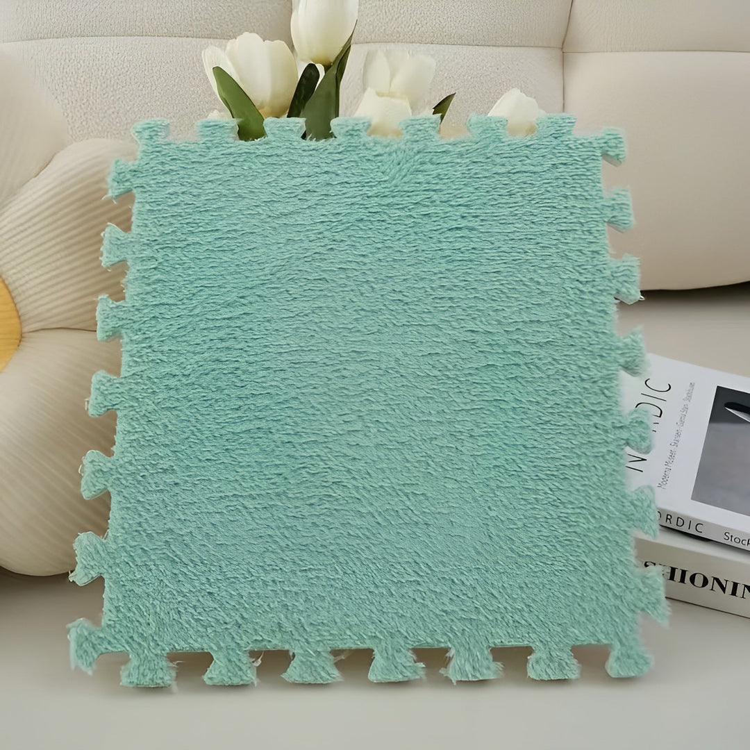 Thick plush carpet mat in patchwork design – Especially soft and warm | Ideal for bedrooms and playrooms | Stornfield