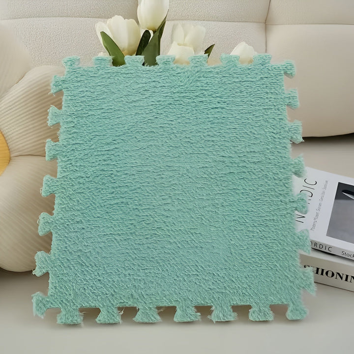 Thick plush carpet mat in patchwork design – Especially soft and warm | Ideal for bedrooms and playrooms | Stornfield