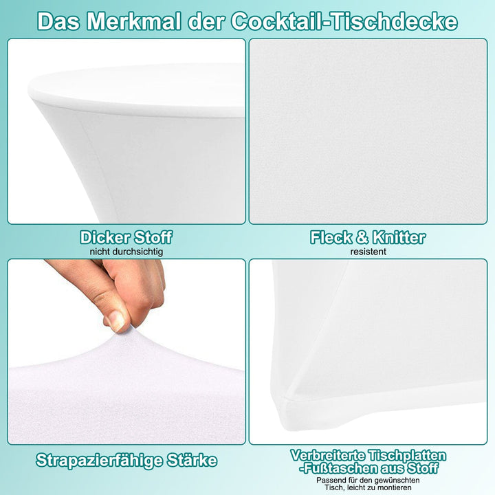 Stretch Table Cover Round Bar Table Cover White | Stornfield