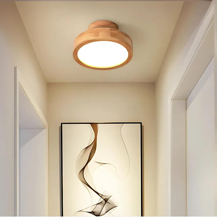 Round Scandinavian Wooden Ceiling Lamp – Nordic Elegance | Stornfield