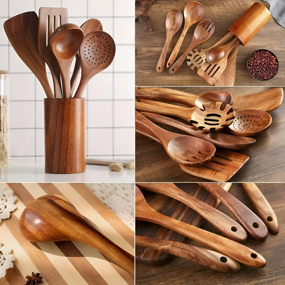 7-Piece Wooden Kitchen Utensil Set for Pans and Daily Cooking | Stornfield