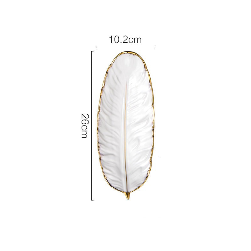 Stornfield | Nordic Light Luxury Style Golden Feather Plate Retro Plate Storage Plate Snack Plate Home Decor
