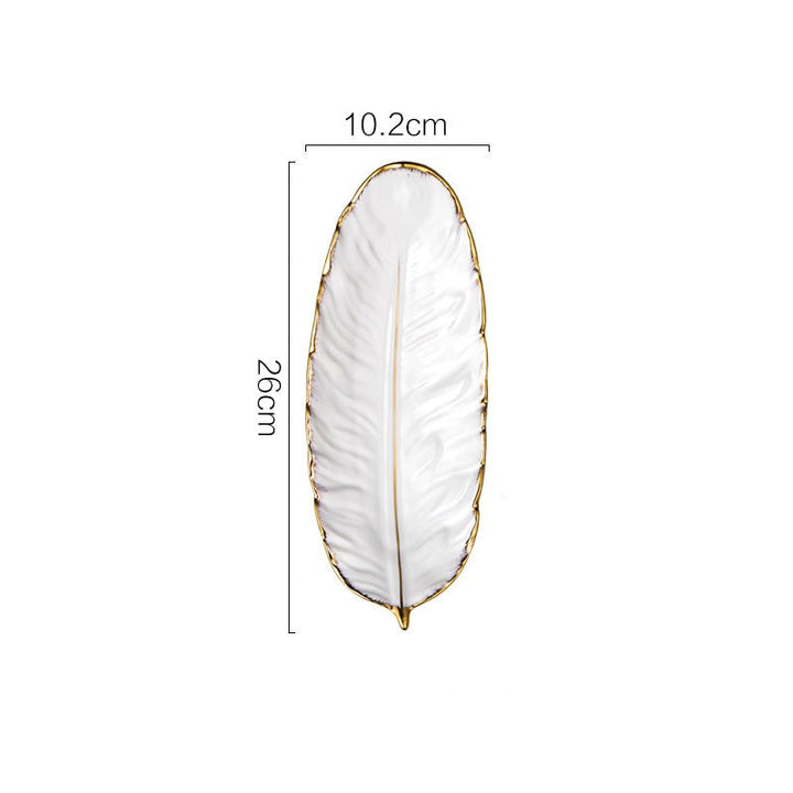 Stornfield | Nordic Light Luxury Style Golden Feather Plate Retro Plate Storage Plate Snack Plate Home Decor