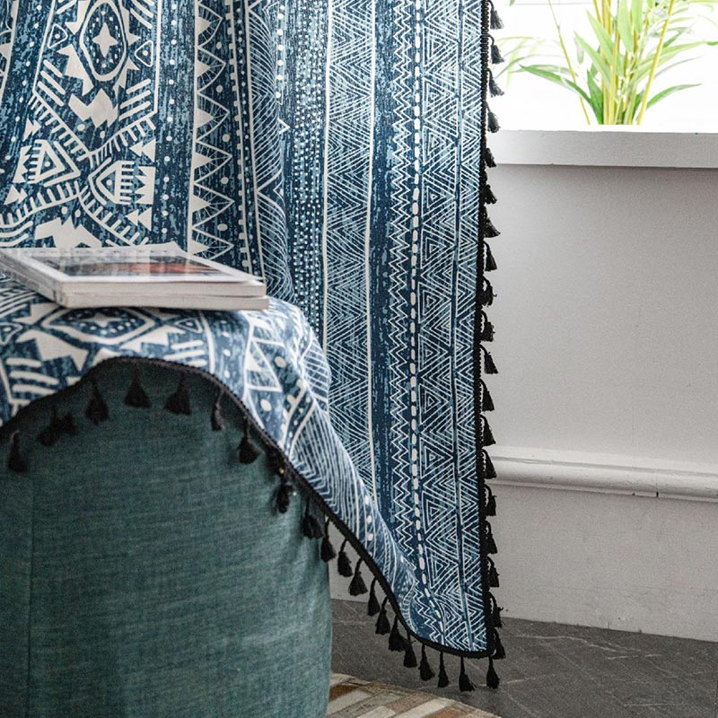 Stornfield | Blue Geometric Pattern Light Filtering Curtain