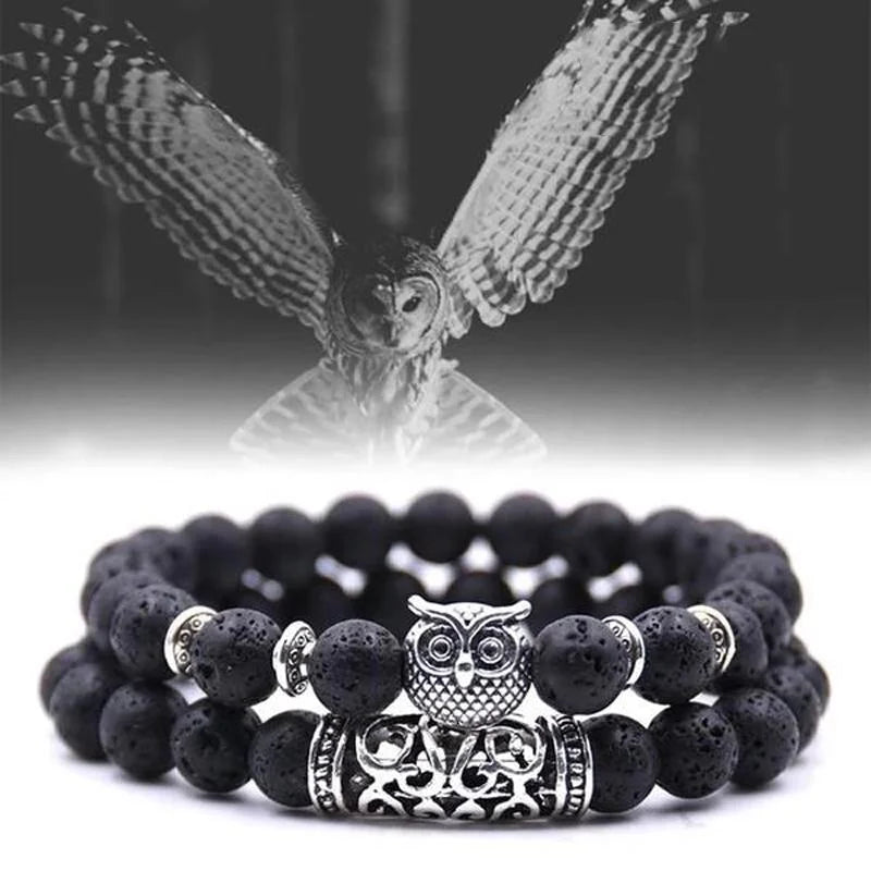 Stornfield | Bracelet en pierre naturelle avec charme hibou