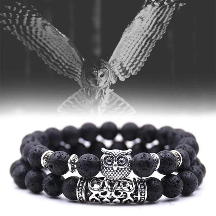 Stornfield | Bracelet en pierre naturelle avec charme hibou