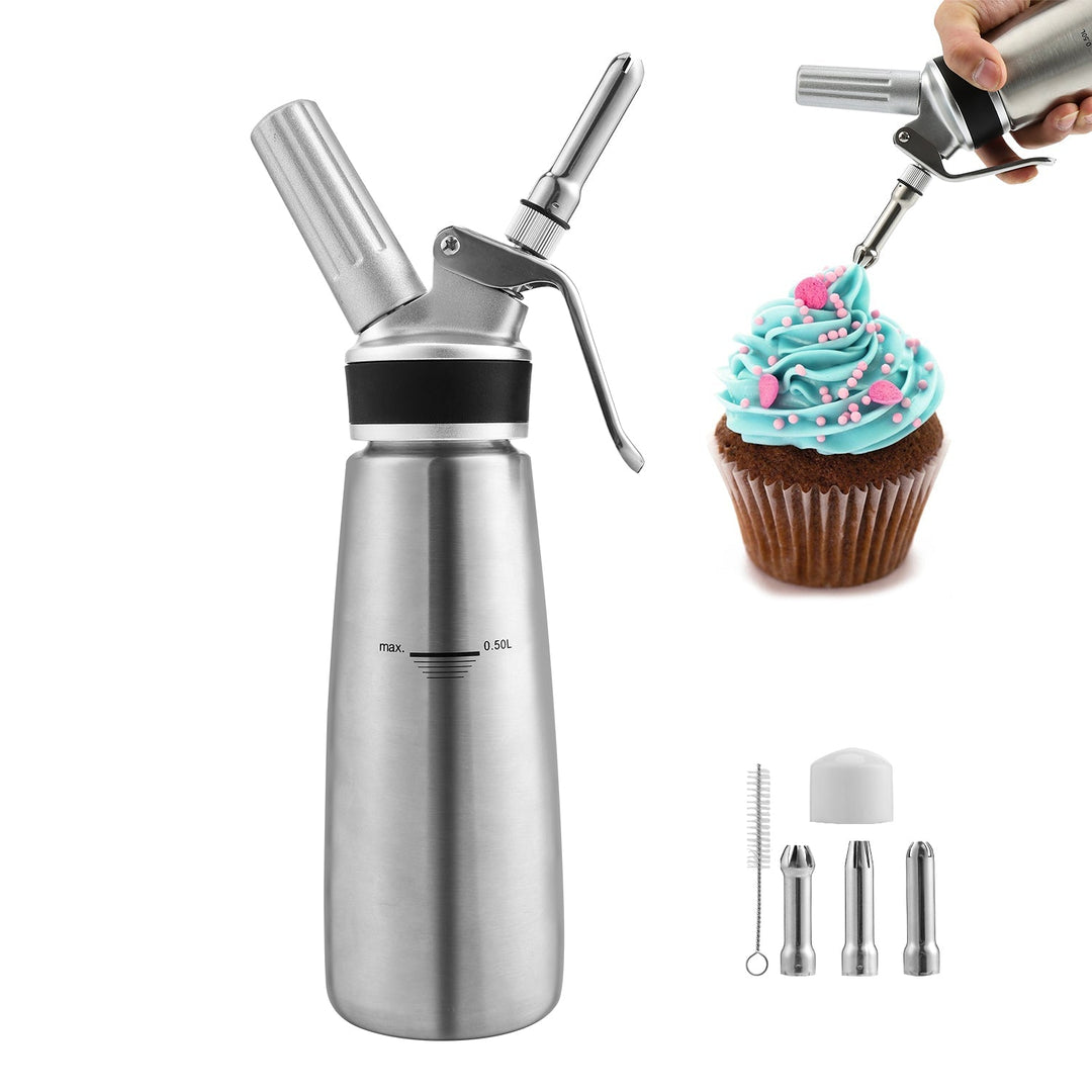 Sahne dispenser stainless steel with 3 nozzles 500ml | Stornfield