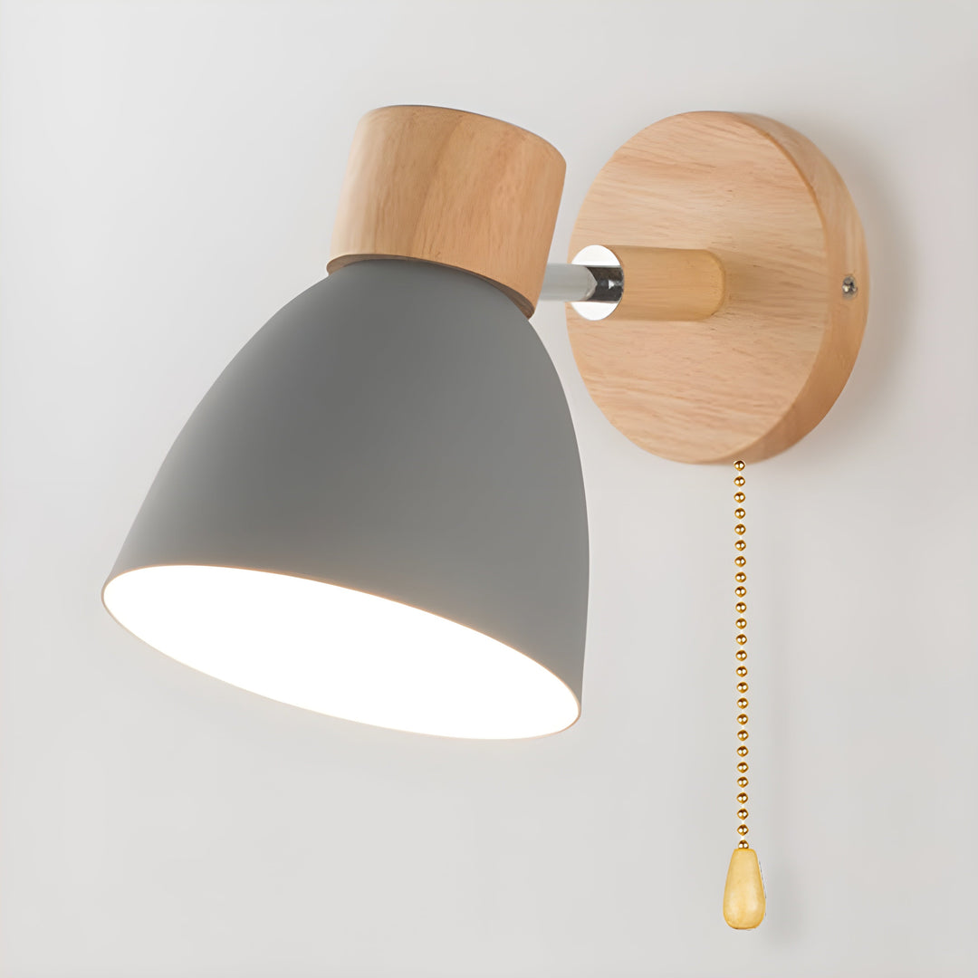 Stornfield | Nordic Wooden Wall Lamp with Switch for Bedroom
