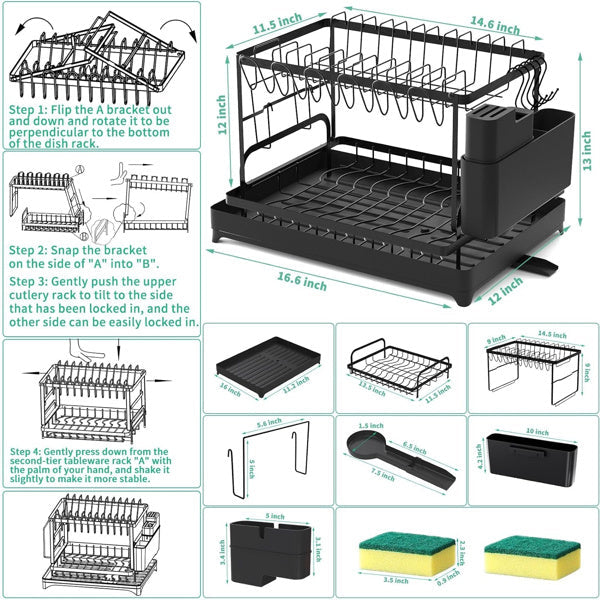 2-tier drying rack with draining board. | Stornfield
