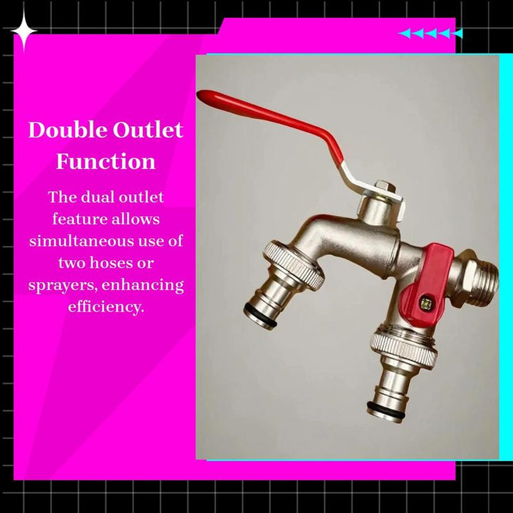 Stornfield | Dual-Outlet Stainless Garden Faucet – Rustproof 2-Way Tap with Quick Connect & Independent Valves