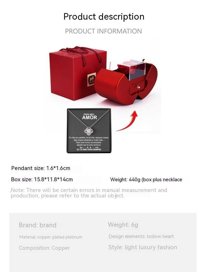 Red Apple Jewelry Box with Eternal Rose and Necklace | Stornfield