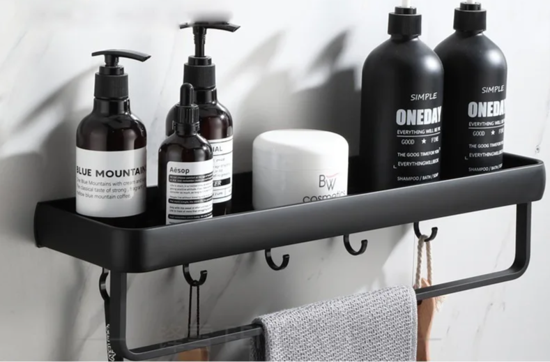 ALUMAX – Black Aluminum Corner Shelf without Drilling Stornfield