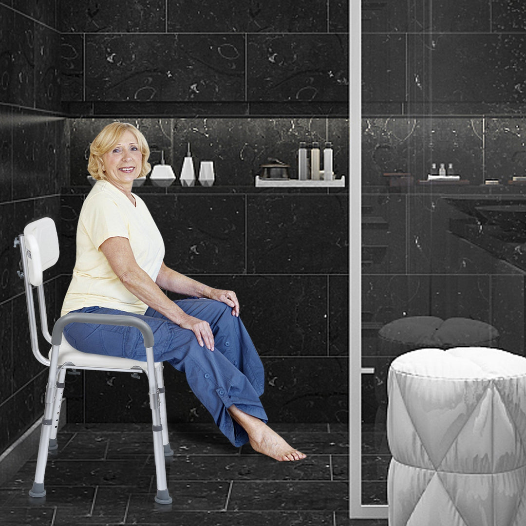 Shower stool height adjustable bath stool with backrest | Stornfield