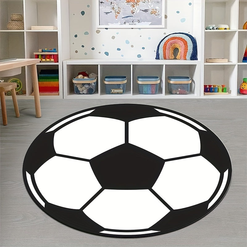 Round football rug with non-slip bottom – Sporty rug for children's room & living room | Stornfield