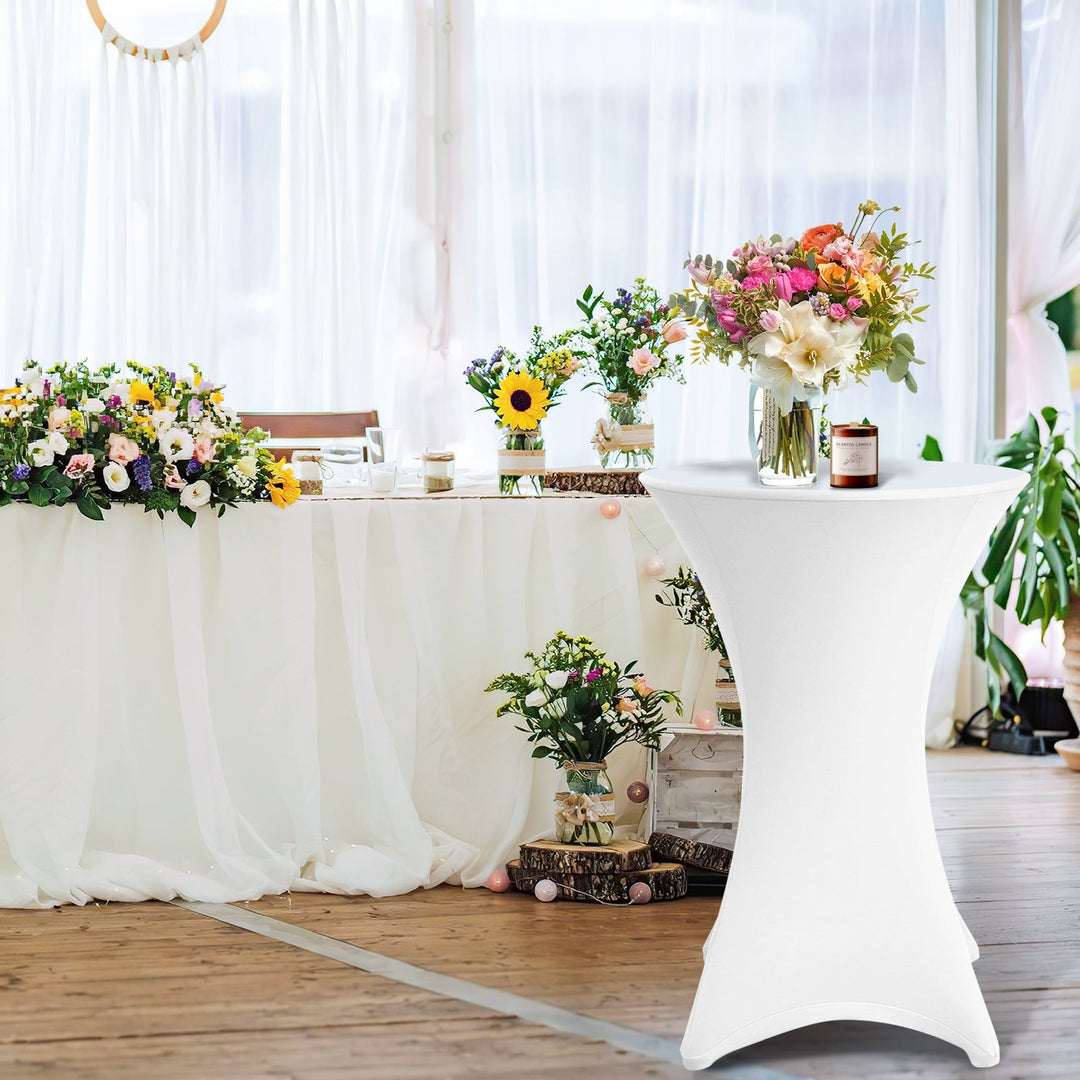 Stretch Table Cover Round Bar Table Cover White | Stornfield