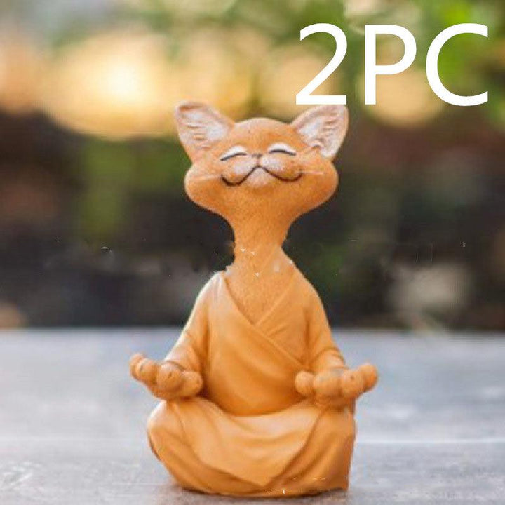 Stornfield | Playful Black Buddha Cat Figurine Collectible Meditation Yoga Happy Cat Home Decor Garden Decoration Garden Ornament