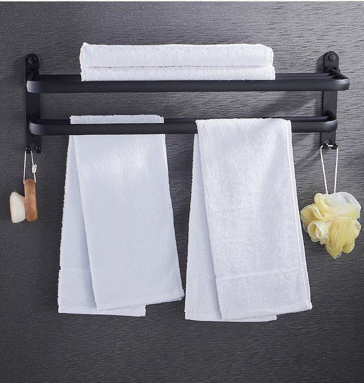 Wall-mounted towel shelf, no drilling required. | Stornfield