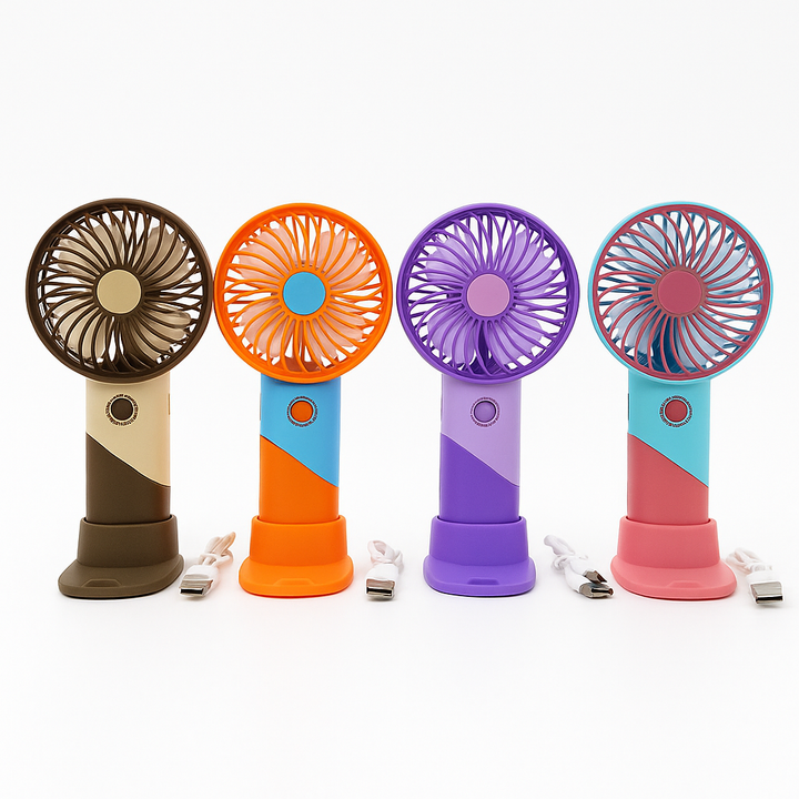 ColorTwist™ Mini Fan – 3-Speed Rechargeable Handheld Fan | Stornfield