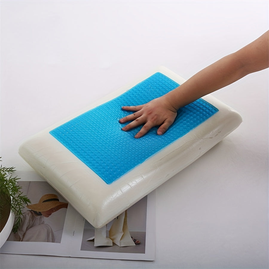 1pc Ergonomic Memory Foam Pillow with Breathable Mesh and Cooling Gel Core - Supports Neck and Back for Comfortable Sleep | Stornfield
