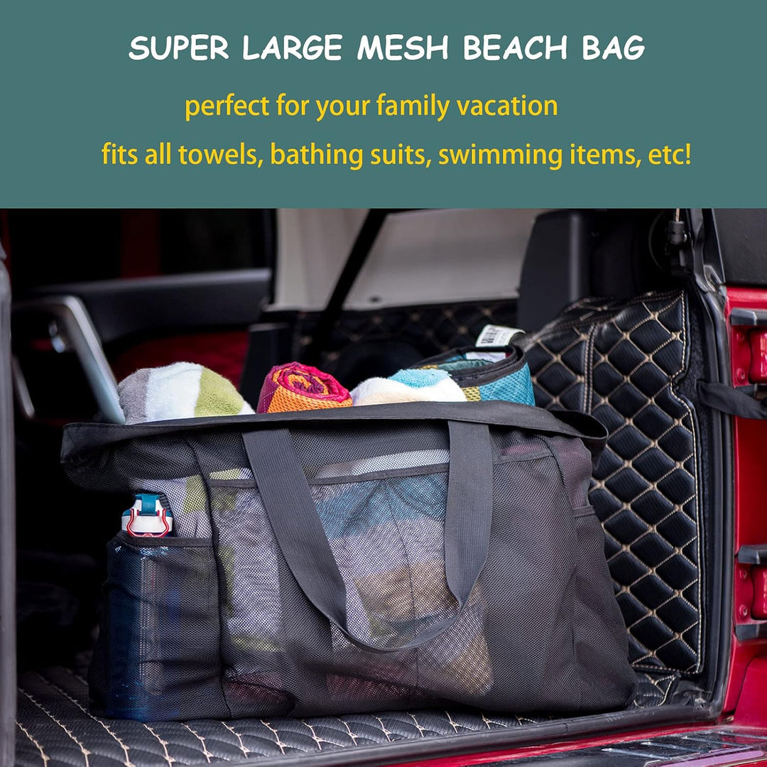 Extra-Large Mesh Beach Tote with Zipper – Sandproof Carryall | Stornfield
