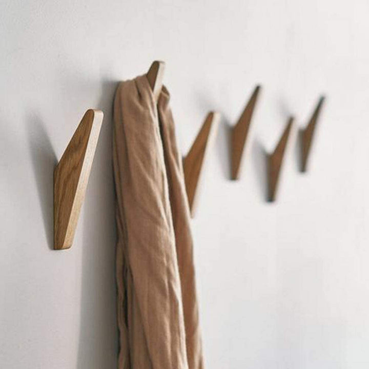 Stornfield | Wooden Wall Hooks Set Nordhaak – 6 Minimalistic Coat Hooks made of Solid Wood
