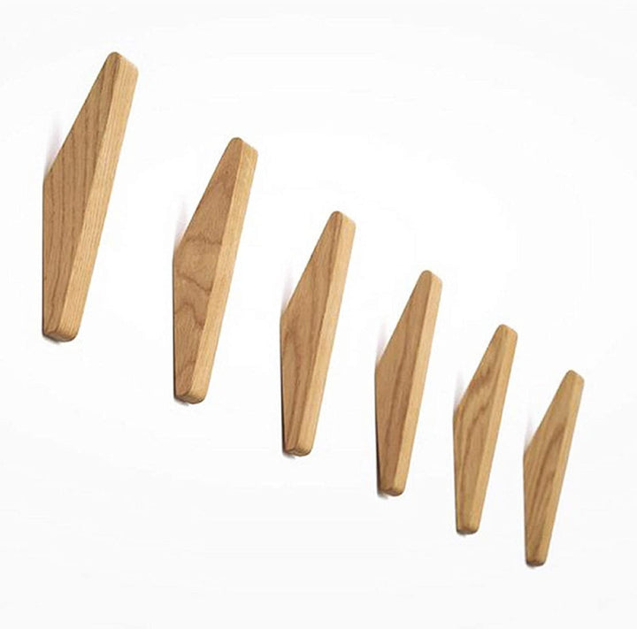 Stornfield | Wooden Wall Hooks Set Nordhaak – 6 Minimalistic Coat Hooks made of Solid Wood